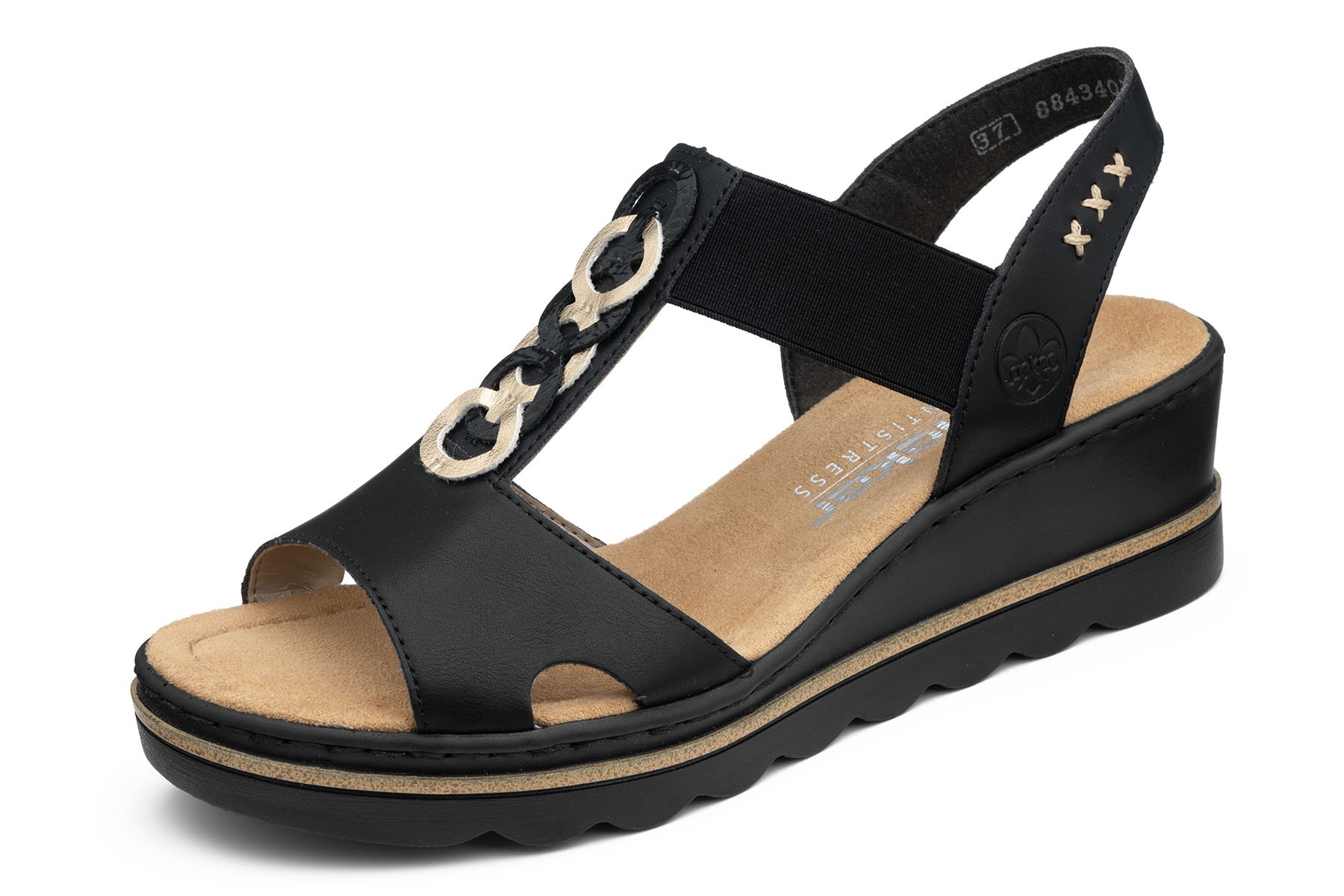Rieker 67498 damessandalen, zwart, 37 EU
