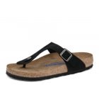 Birkenstock Gizeh BS 1019023 wygodne skórzane damskie klapki - japonki