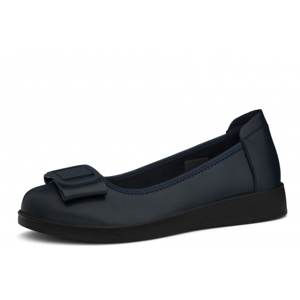 Loretta Vitale W9957 navy skórzane szerokie damskie baleriny