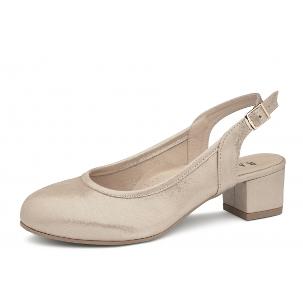 Bailar Sofia złota Satyna szerokie skórzane damskie czółenka