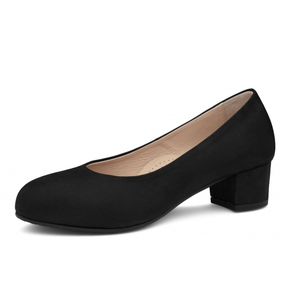 Bailar Ines czarne szerokie skórzane damskie czółenka